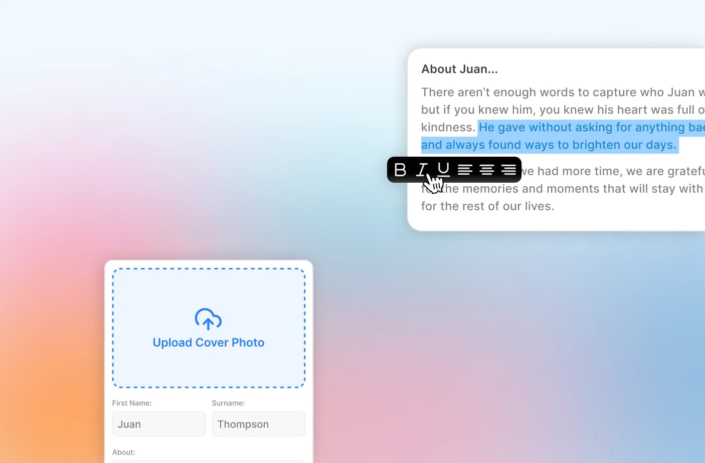 Memorial customisation